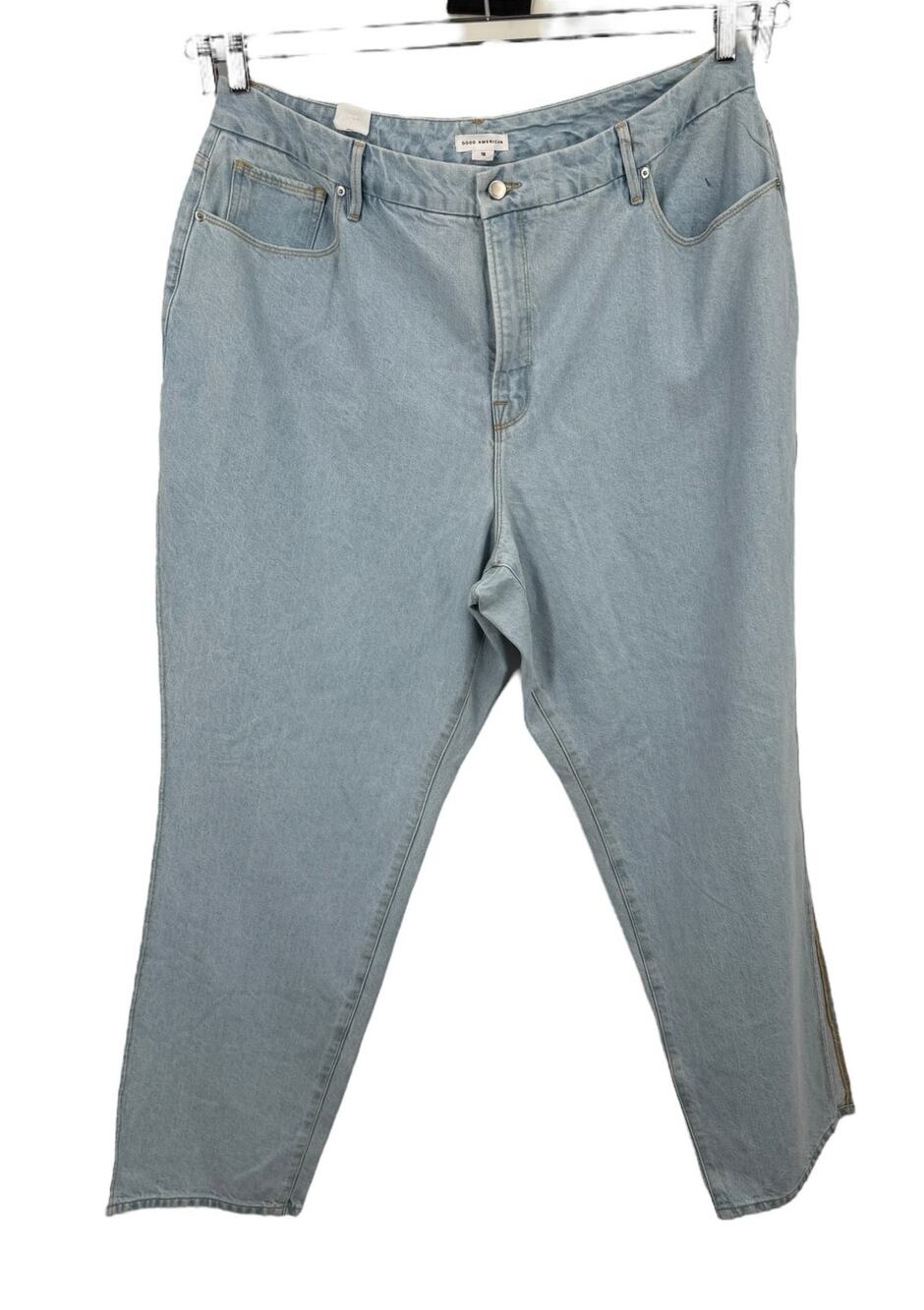 Good American Jeans Good Boy High Waist Slit Hem Boyfriend blue Plus size 18